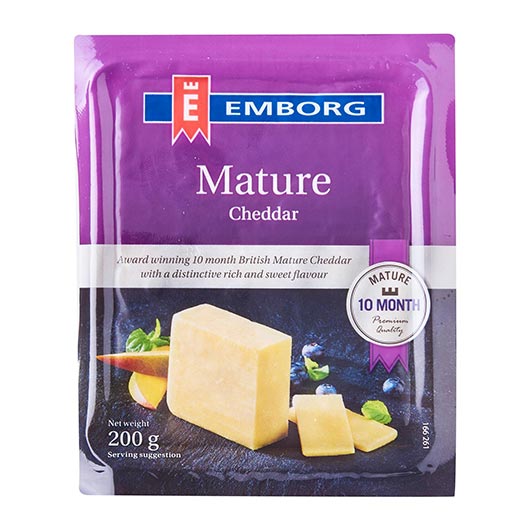 Emborg Mature Cheddar Cheese, 200gm