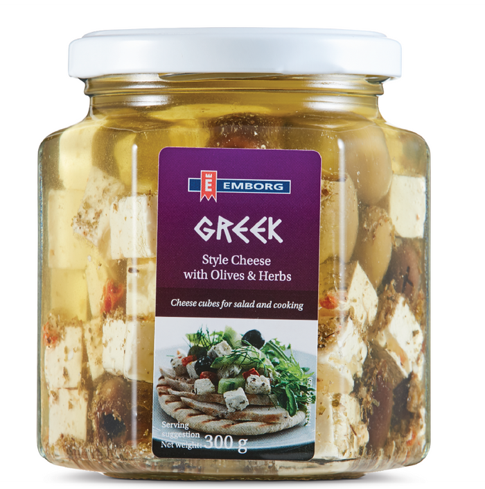 Emborg Feta Cube W Olives & Herbs, 300gm
