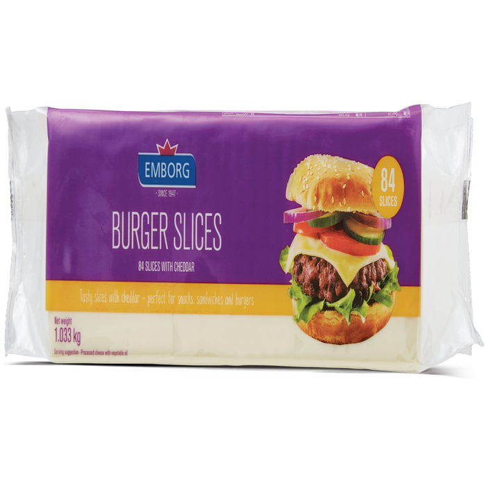 Emborg Burger 84 Slices With White Cheddar 1.033Kg