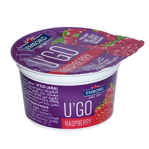 Emborg U'go mix raspberry milk dessert 0.1% Fat, 100gm