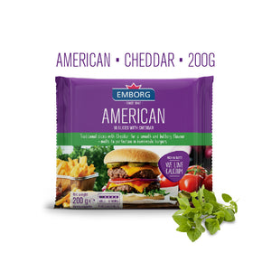 Emborg American Cheddar Slices Cheese 10Pcs, 200gm