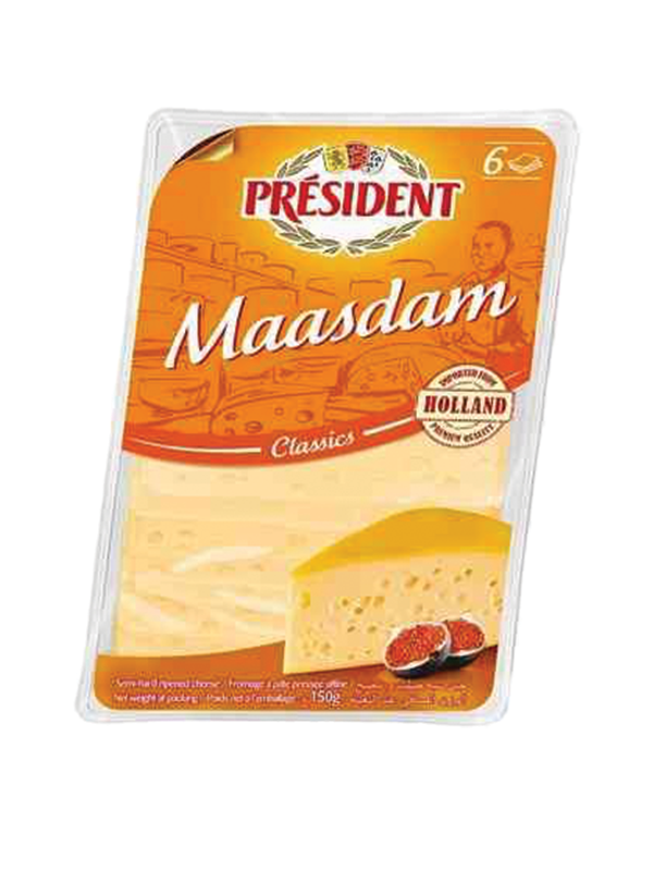 President maasdam slices 45% fdm 10sl, 150gm