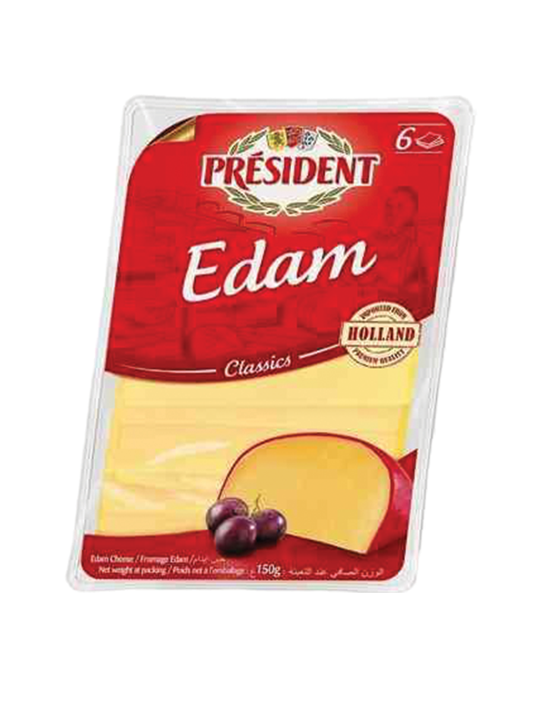 President Edam Slices 45% Fdm, 150gm