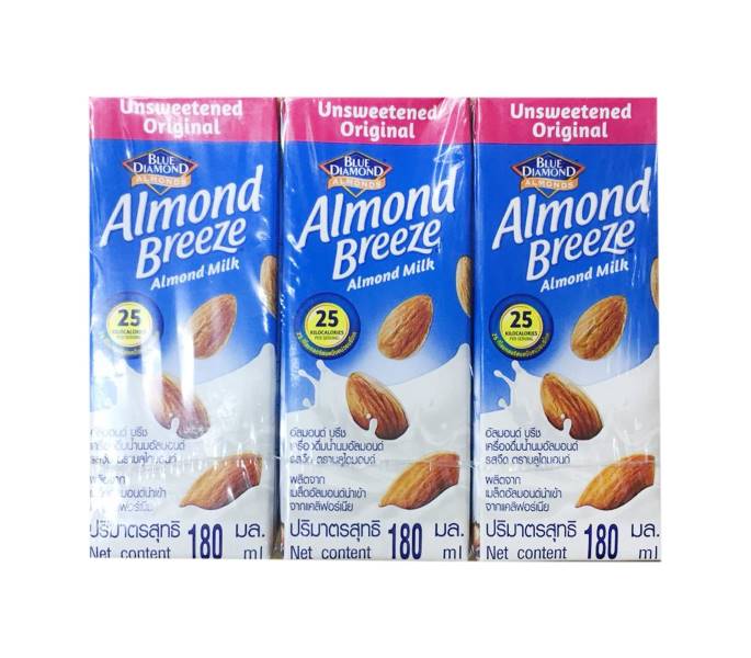 Almond Breeze Unsweetened Almond Milk, 3x180ML