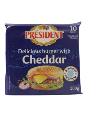 Burger Processed Cheese W. Cheddar, 10SL