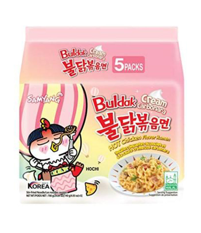 Samyang Buldak Hot Chicken Ramen Cream Carbonara, 5x140G